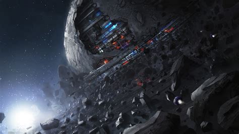 Digital Art Fantasy Art Space Universe Rock Moon Planet Stars