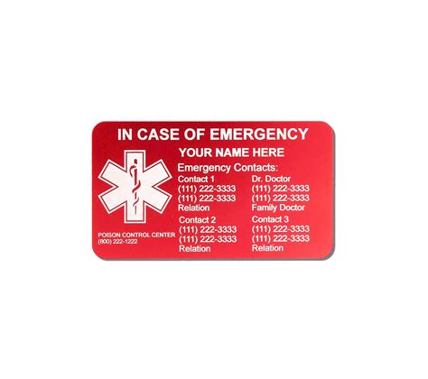 Ice Card Emergency Card Anodized Aluminum In Case Of Emergency