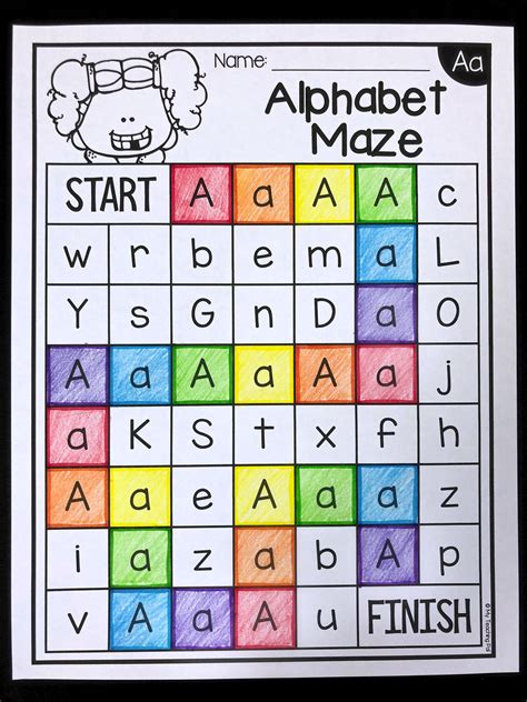 Kindergarten Alphabet Maze Worksheets