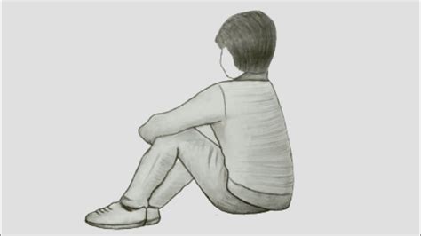 Drawing A Boy Sitting Backwards Easy Boy Drawing Tutorial Step By