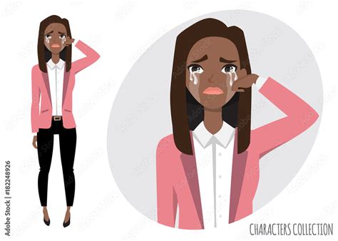 Black African American Woman Crying Vector Stock Vector Adobe Stock