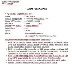 Badan nasional penanggulangan terorisme republik indonesia kembali membuka pengadaan dan pengumuman penerimaan cpns tahun anggaran 2019. Contoh Format Surat Pernyataan Cpns 2014