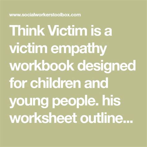 Think Victim Is A Victim Empathy Workbook Designed For Children And