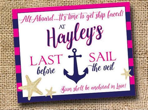 nautical themed bachelorette party sign last sail before the veil boat party decoration