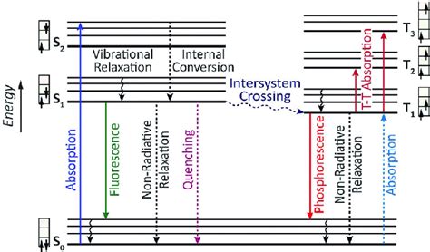 Jablonski Energy Level Diagram Showing Principal Luminescence Processes