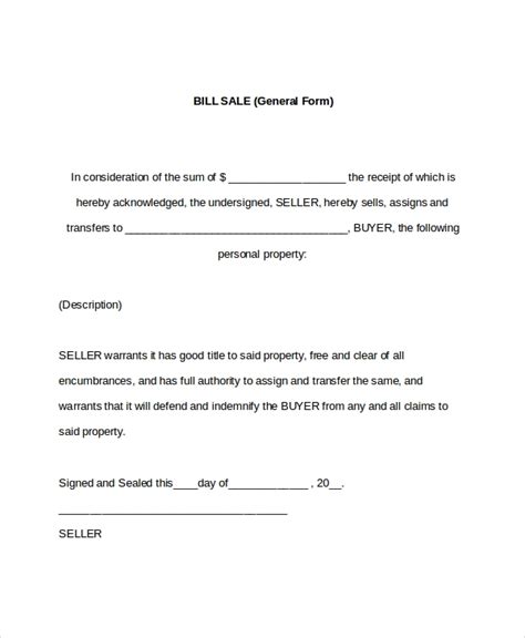 Bill Of Sale Word Template Free Download Aashe