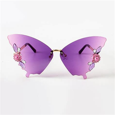 butterfly sunglasses for women vintage bling rimless sun glasses diamond eyewear ebay