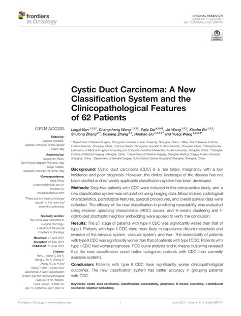 Pdf Cystic Duct Carcinoma A New Classification System And The
