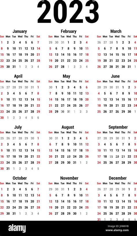 Calendario Para 2023 Imagen Vector De Stock Alamy 6d5