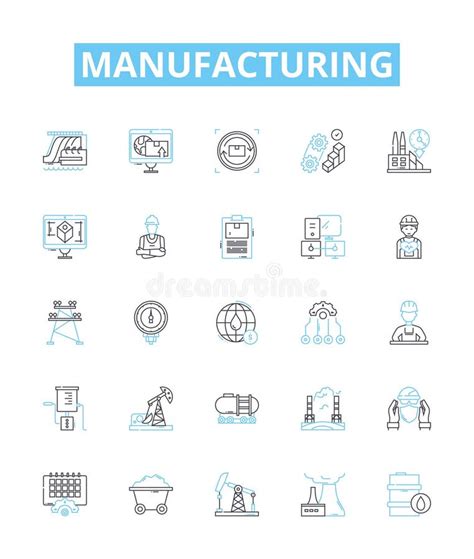 Manufacturing Vector Line Icons Set Manufacturing Production