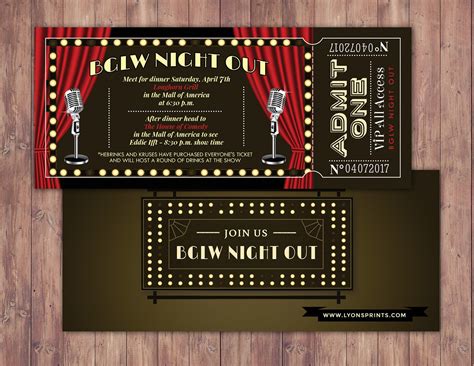 Comedy club ticket invitation, birthday invitation, night out invitation, ticket invitation ...