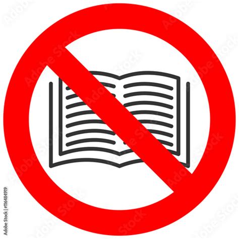 Forbidden Sign With Book Icon Isolated On White Background Reading Is