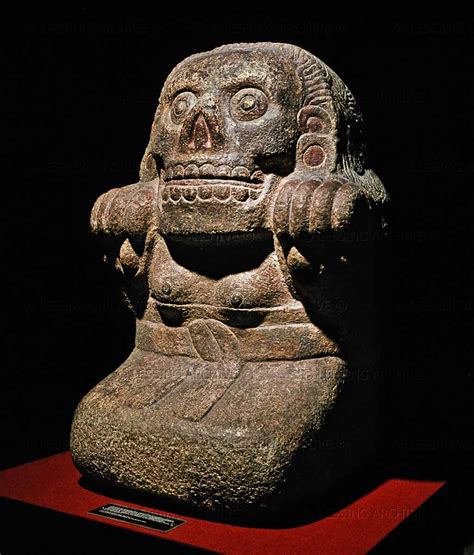 Ancient Aztec Sculpture Of Tlatecuhile Lord Of The Earth Limestone
