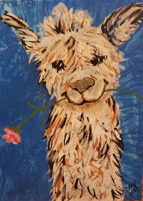 Romeo The Llama Acrylic Painting Painting Artsy Art