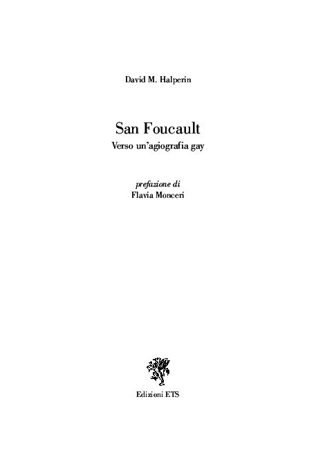 Pdf David M Halperin San Foucault Verso Unagiografia Gay Flavia Monceri