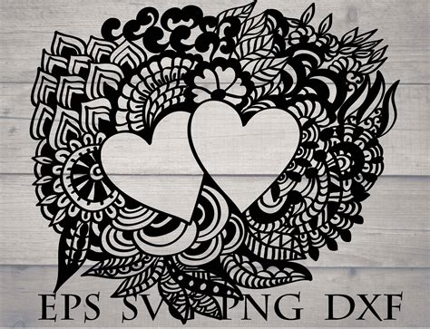 Heart Zentangle Svg Heart Mandala Svg Files Cricut Patterns Heart My