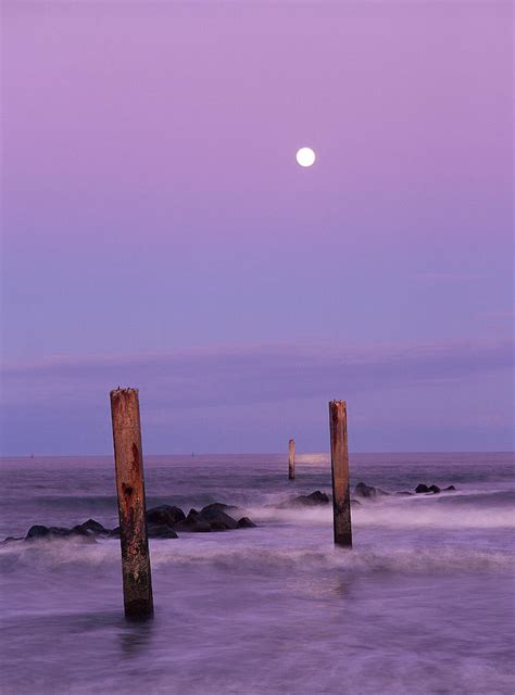 Moonrise Atlantic Ocean Beach Of Photograph By Joseph Shields