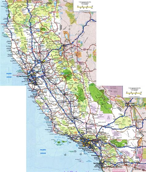 Laminated Map Large Detailed Roads And Highways Map Of California
