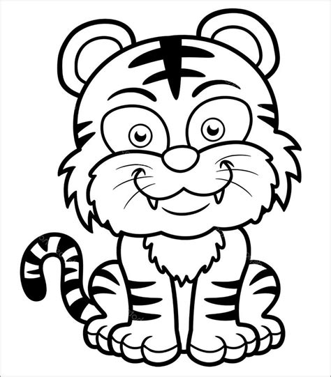 Nice Cute Baby Tiger Coloring Page Cartoon Tiger Animal Coloring Pages
