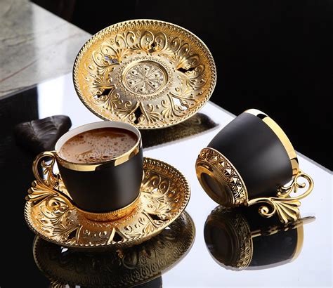 Vegatable Dyed Luxury Gold Color Coffee Set FairTurk Com