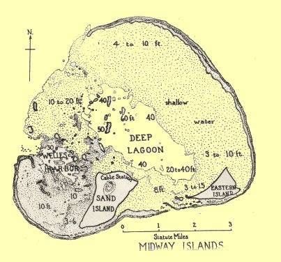 1940 Map Of Midway Midway Atoll Sand Island Pto World War Ii