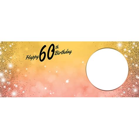 Happy 60th Birthday Sparkles Gold Pink Design Large Personalised Banner