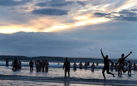 Naked Ambition Record People Strip Off For A Dip In The North Sea