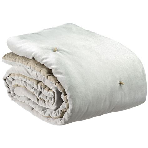 Quilted Velvet Throw In Soft Grey