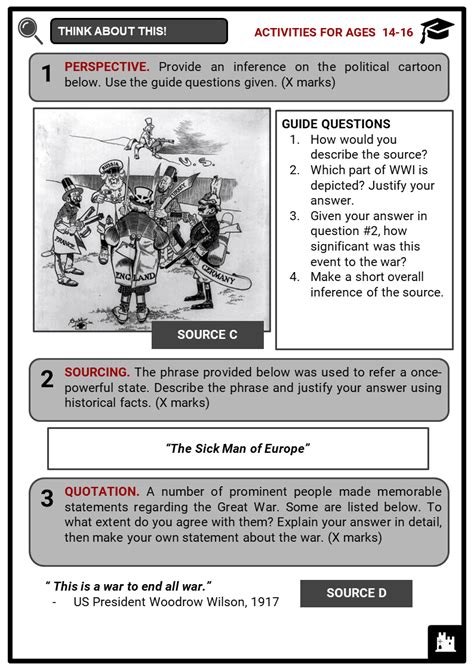 The Great War World War I Key Facts Worksheets And History