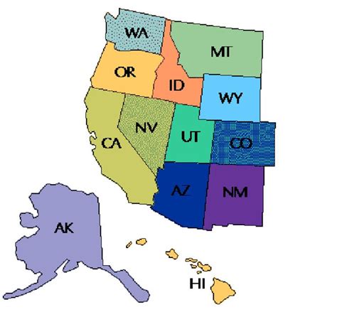 West Region Map Of The United States United States Map