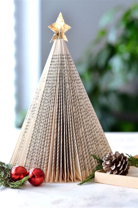 DIY Folded Book Christmas Tree With Gold Foil Star Dreams Factory