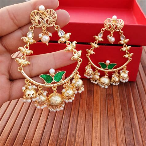Chandbali Indian Earrings Jhumka Earrings Indian Jewelry | Etsy | Indian earrings, Indian ...