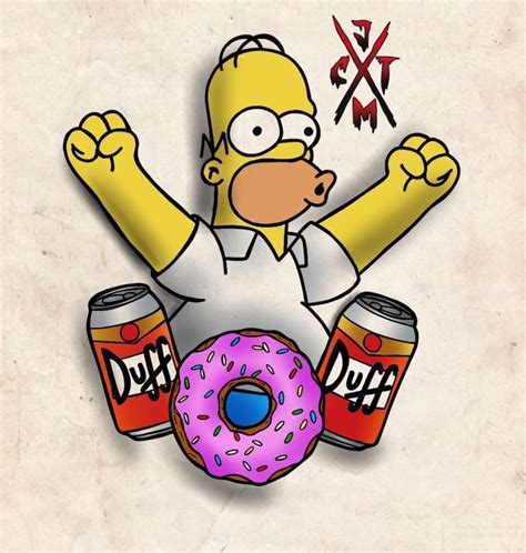 The Simpsons Character Is Holding Two Cans Of Doughnuts And A Pink Donut