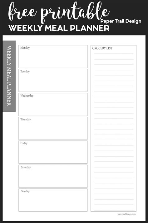 Editable Weekly Meal Planner Template Collection Download Printable
