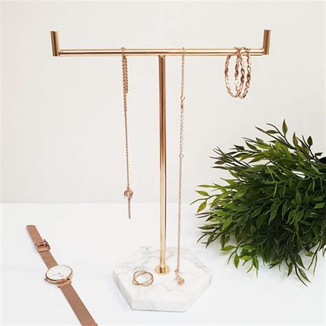 Solid Marble And Gold Jewellery Stand Tree Organiser Etsy Marble