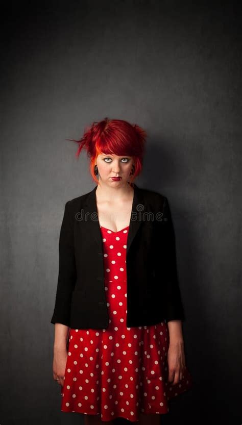 Punky Girl With Red Hair Stock Image Image Of Adult 13564181