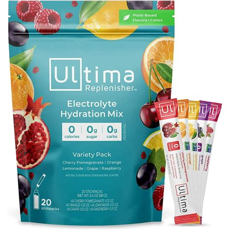 Ultima Replenisher Electrolyte Hydration Powder Variety Pack 20 Count