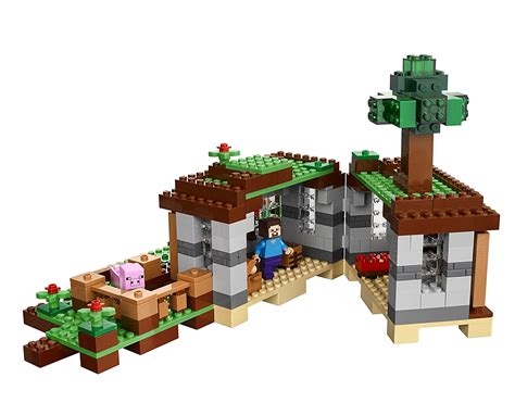 Authentic lego® minecraft™ building playset featuring popular gaming character alex, an iconic creeper™, 2 pigs, accessories for alex and carrots. LEGO Minecraft The First Night Kids Adventure Building ...