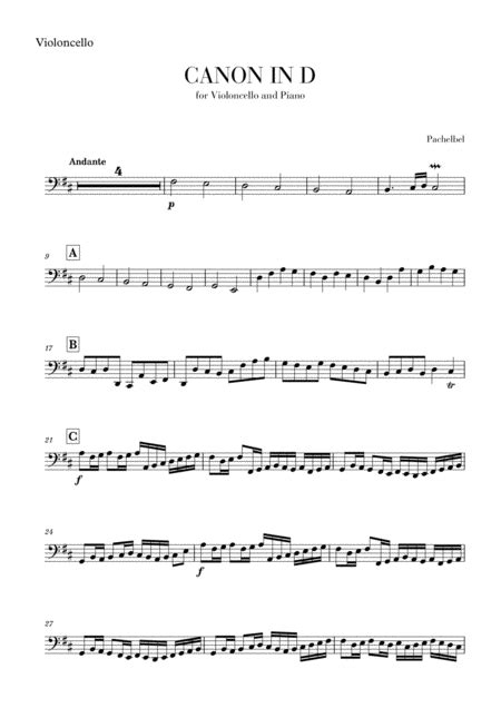 Canon In D For Cello Arr Cadenza Editions Partitions Johann Pachelbel Violoncelle Solo