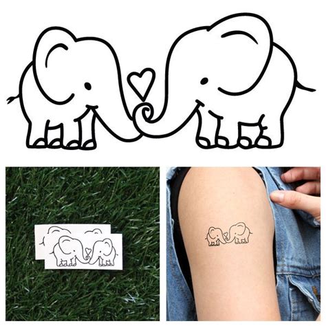 elephant couple temporary tattoo set of 2 by tattify on etsy