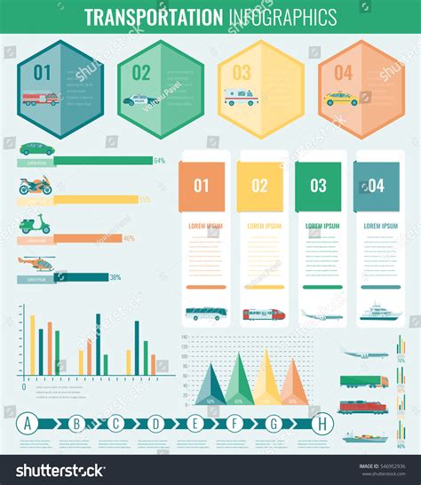 Transportation Infographics Set Individual Public Transport Stock