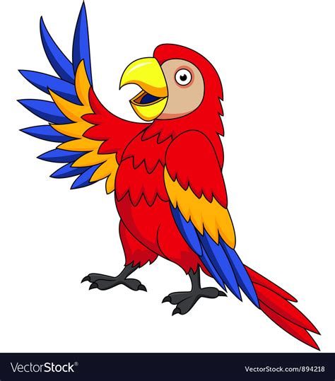 Cuta Parrot Cartoon Isolated Royalty Free Vector Image