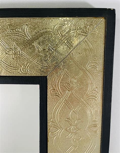 Hollywood Regency Moroccan Mirror In Brass And Wood Frame A Compatible
