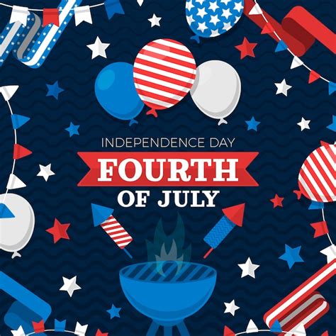 Premium Vector Flat 4th Of July Illustration With Balloons