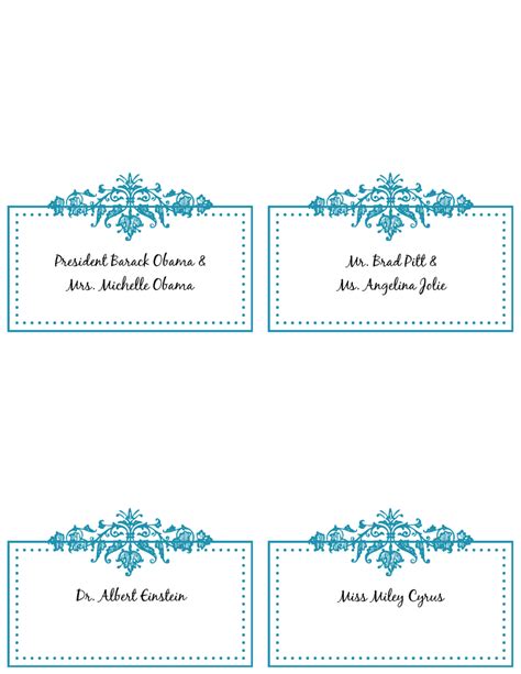 Free Template For Place Cards 6 Per Sheet Professional Template Ideas