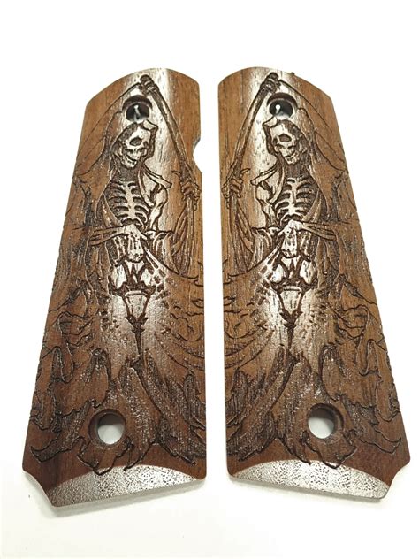 Walnut Grim Reaper 1911 Grips Full Size Ls Grips