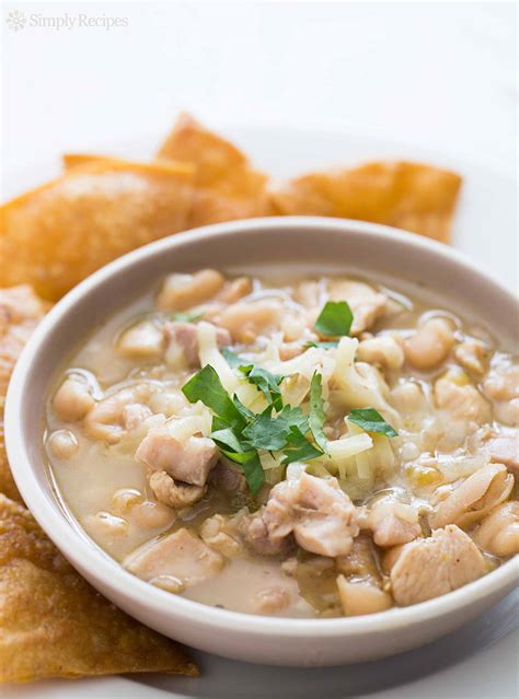 This white chicken chili is proof that chili doesn't have to be red and beefy to be delicious. White Chicken Chili Recipe | SimplyRecipes.com
