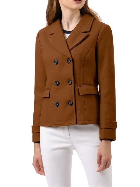allegra k women s winter worsted notched lapel double breasted overcoat