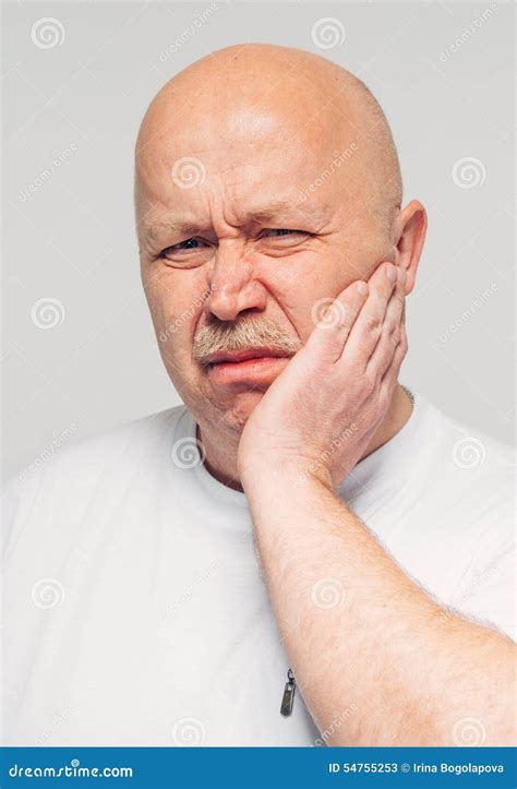 Senior Man With Cheek Soreness Or Tooth Pain Stock Image Image Of