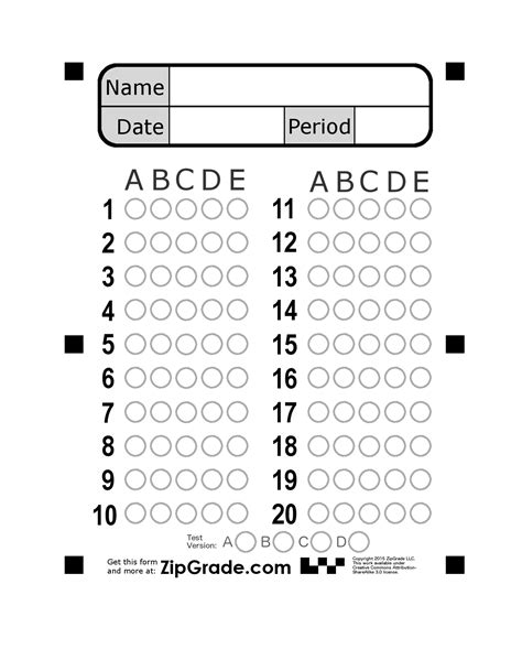 Printable 50 Question Answer Sheet Pdf Multiple Choice A B C D Free